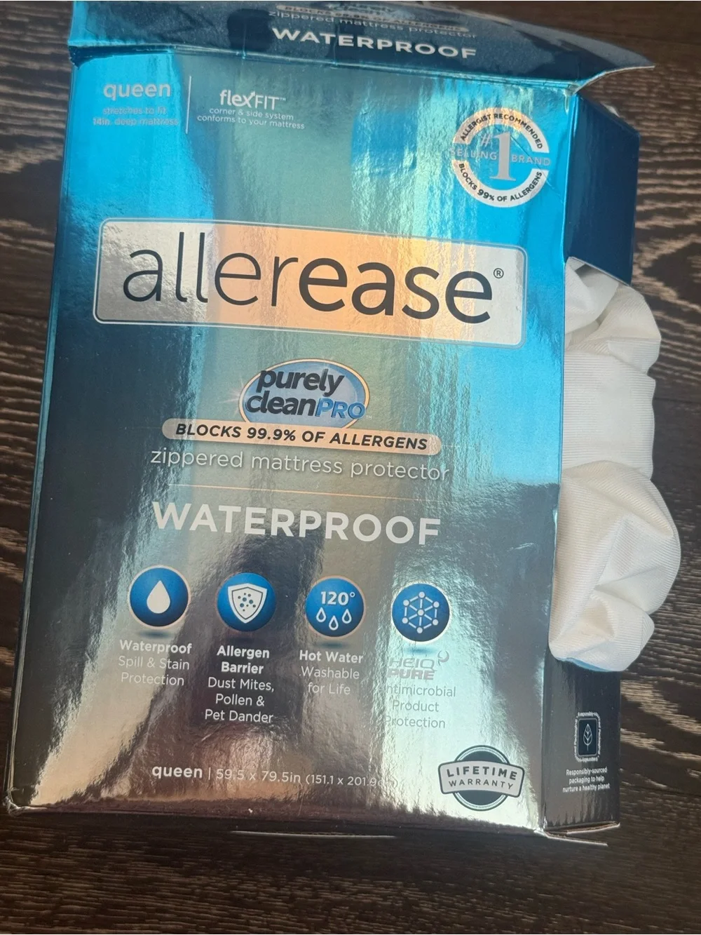 Allerease Waterproof Zippered Mattress Protector - White (Queen)